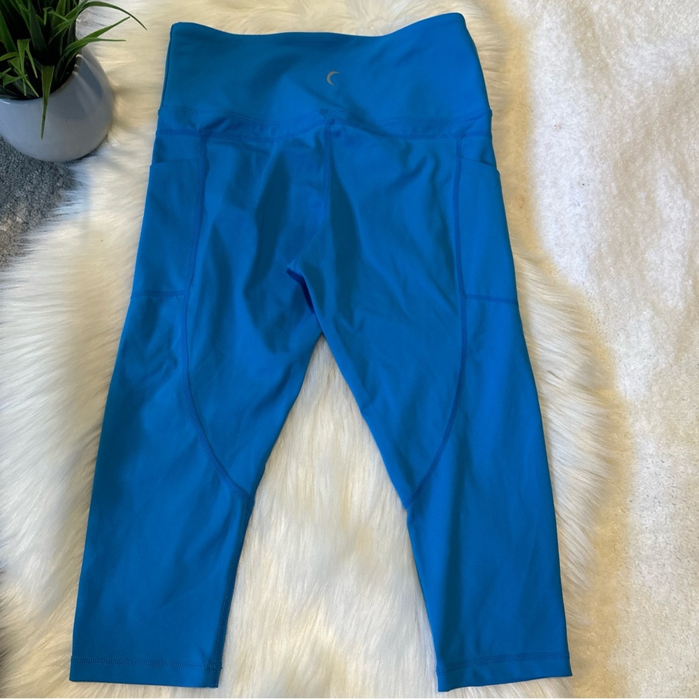 Zyia Active Leggings 6-8 Blue Pocket Light n Tight High Rise Capri